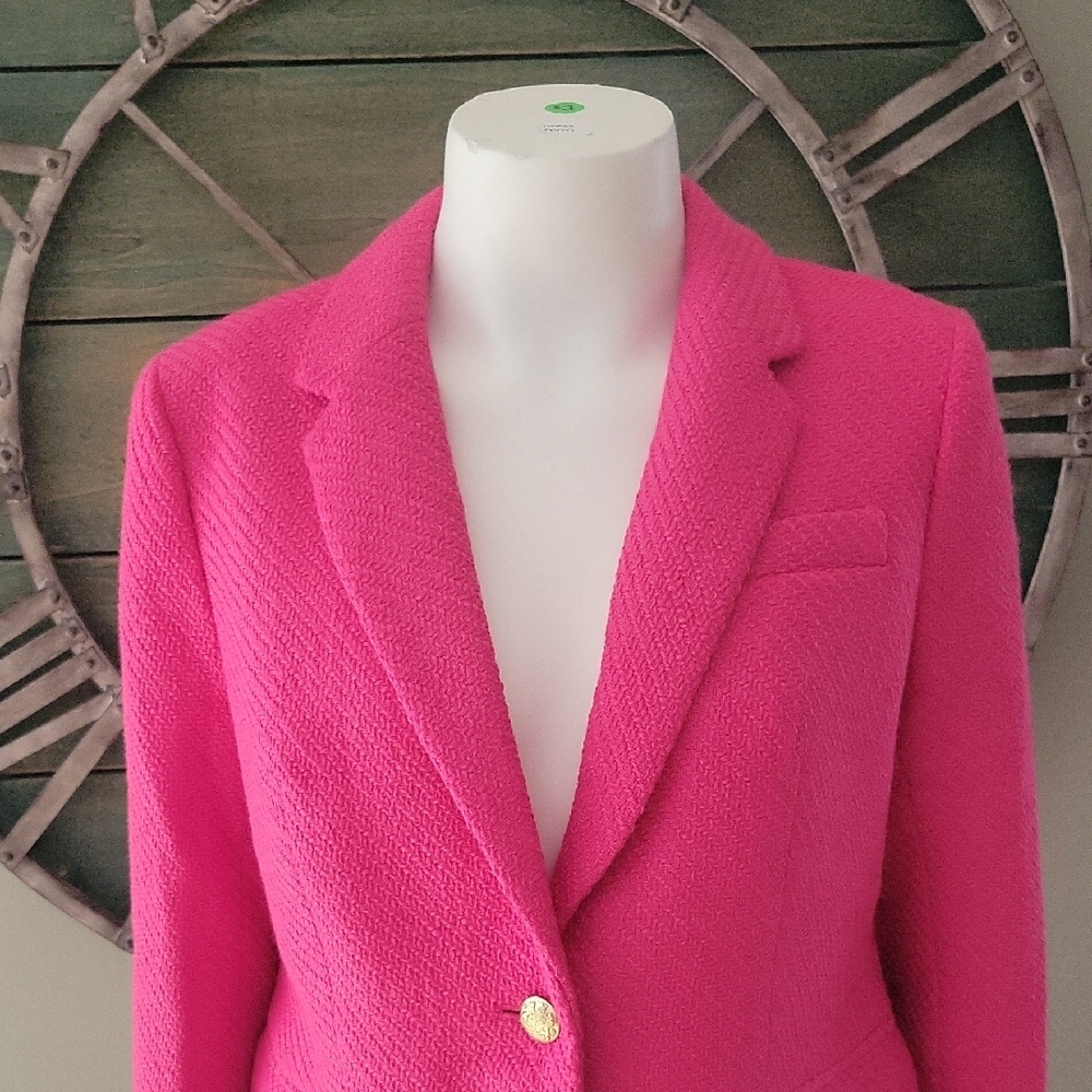 J. Crew Factory Schoolboy Tweed Blazer In Sweet Fuchsia - Picture 3 of 16